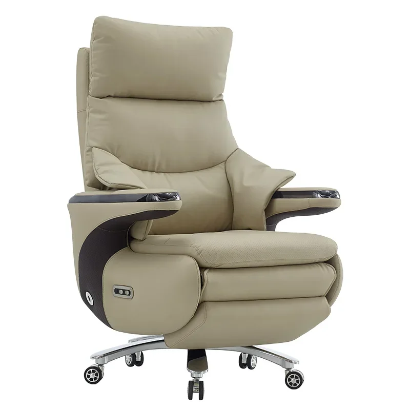 

New electric boss chair leather reclining nap office business comfort sedentary light luxury high sense high back