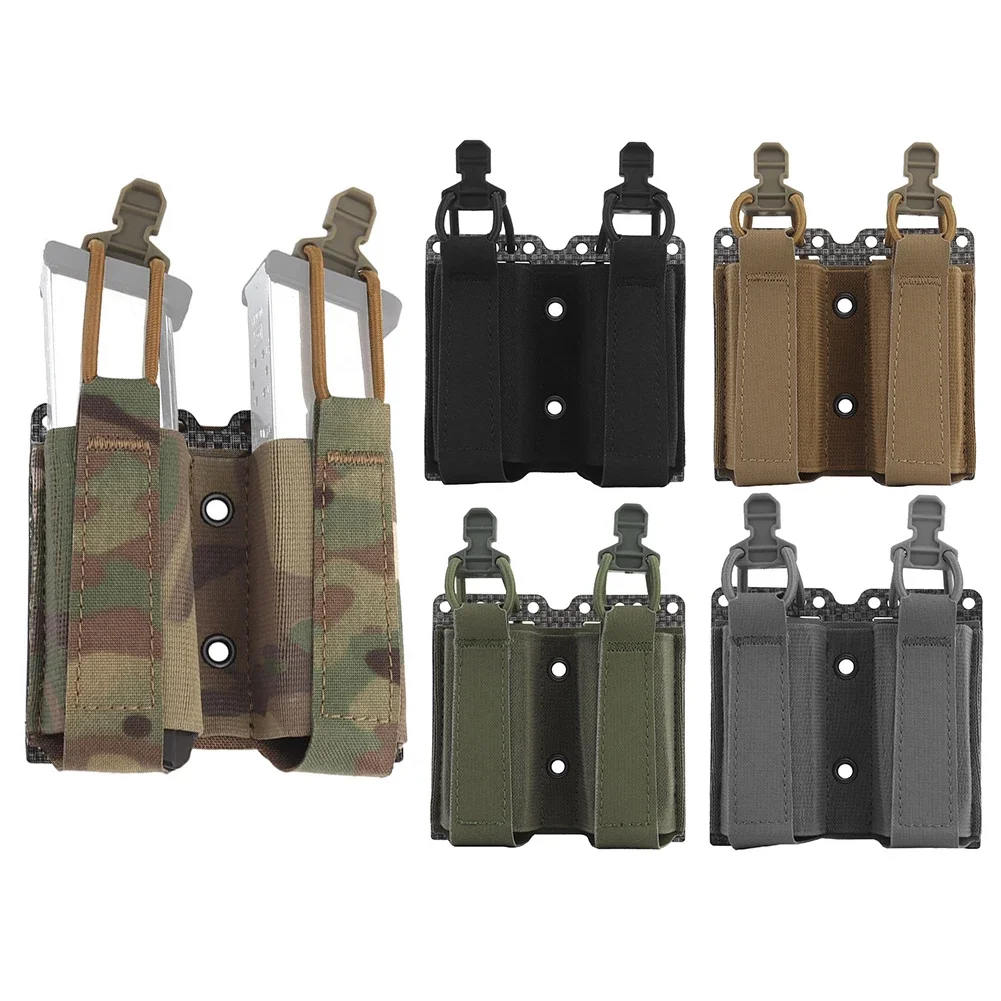 Elastic pistol Double mag pouch 9mm .40 .45 Magazine Holster Molle Carrier for  Equipment Belt Vest Shooting Airsoft