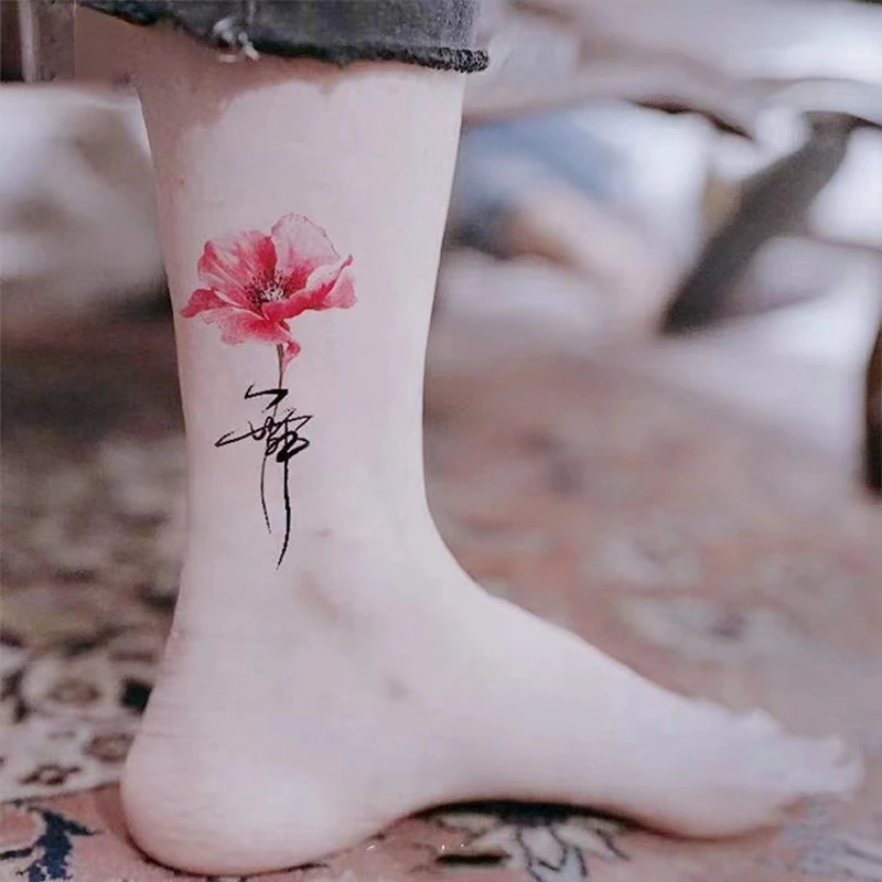 Flower Characters Waterproof Temporary Tattoo Stickers Women's Ankles Fashion Art Fake Tattoo Small Pattern Tatouage Femme Sexy