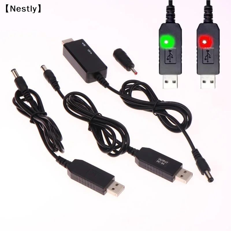 1 Set DC 5V To 12V USB Cable Boost Converter Step-up Cord For Wifi Router Modem Fan 5.5*2.1mm WiFi To Powerbank Cable 〔Nest〕