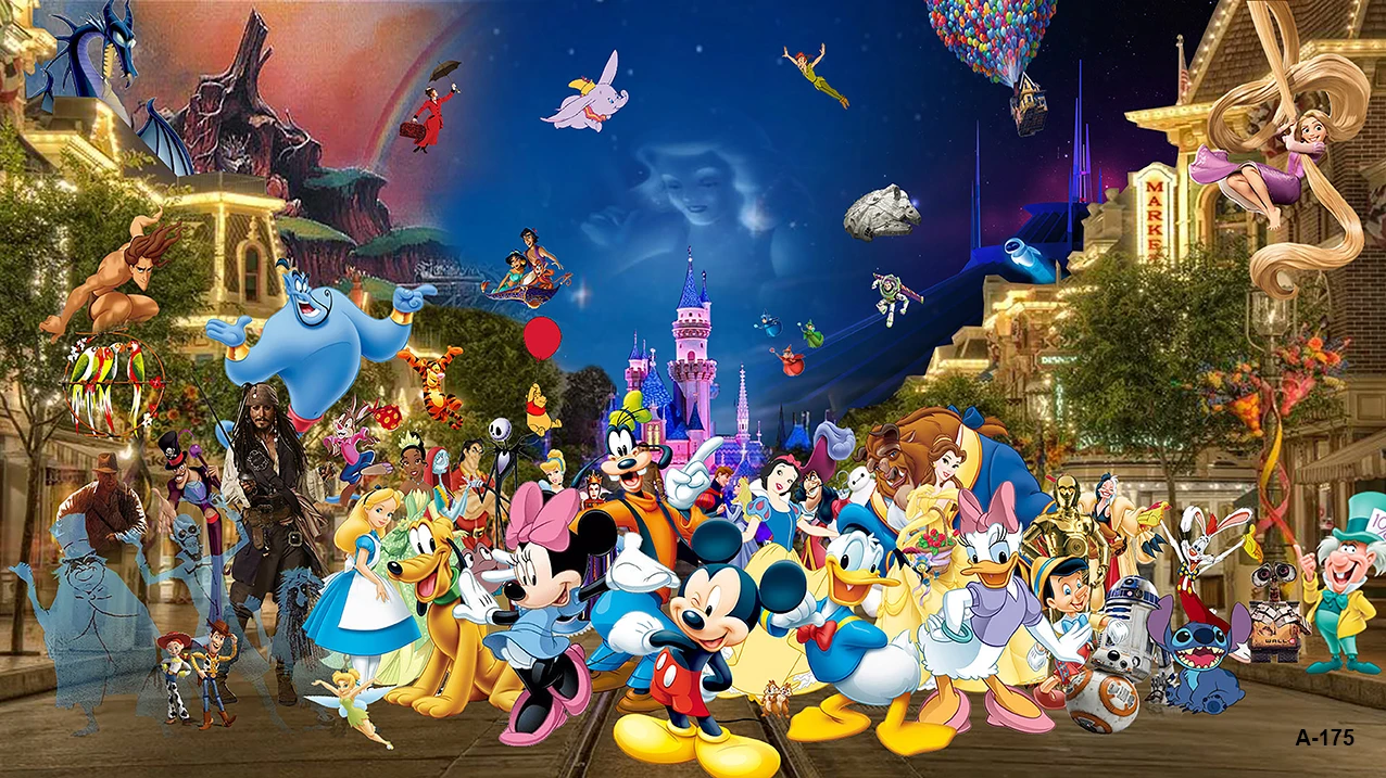 Disneyland Wichtigsten Straße Hintergrund Glücklich Geburtstag Rosa Disneyland Burg Alle Charakter Hintergrund für Kid Classic Disneyland Poster