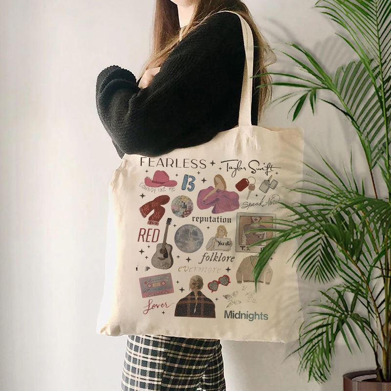 The Eras Tour Pattern Print Canvas Hand Luggage, The Eras Tour Hand Luggage,Taylor Shoulder Bag For friends who like music