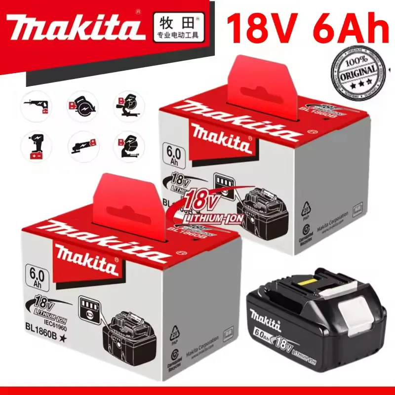 

Genuine Makita 6Ah for Makita 18V Battery BL1860B BL1840 BL1830B BL1850B BL1850 BL1860 BL1815 Replacement Lithium Battery
