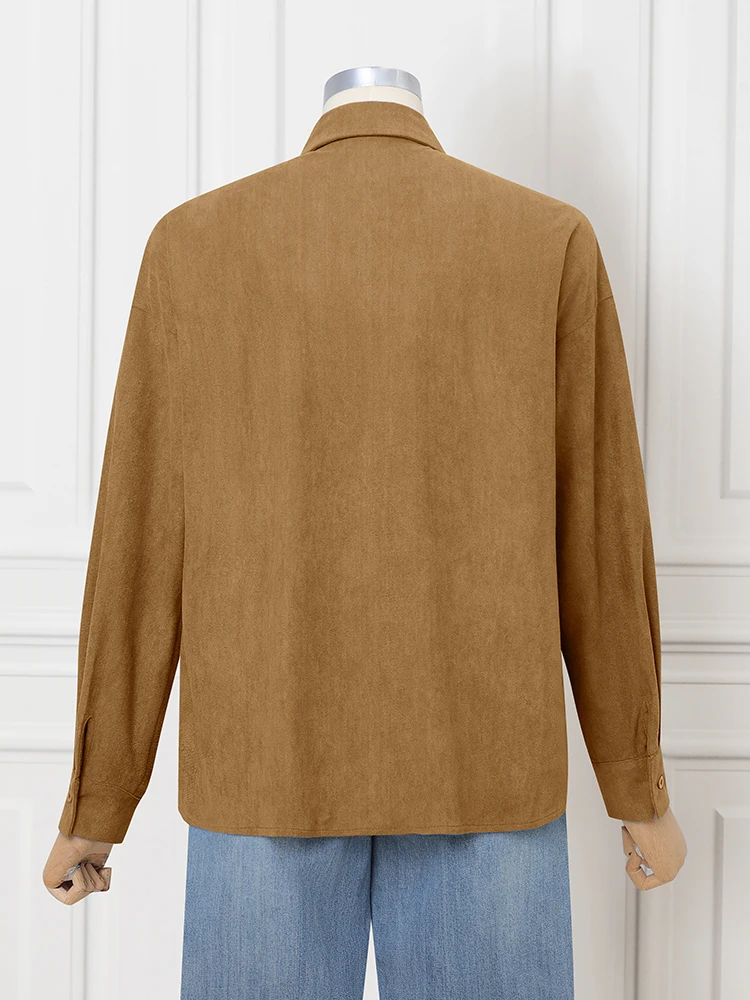 VONDA Women Fashion Long Sleeve Shirt 2025 Autumn Winter Blouses Elegant Office Lady Tops Solid Casual Loose Blusas Femininas