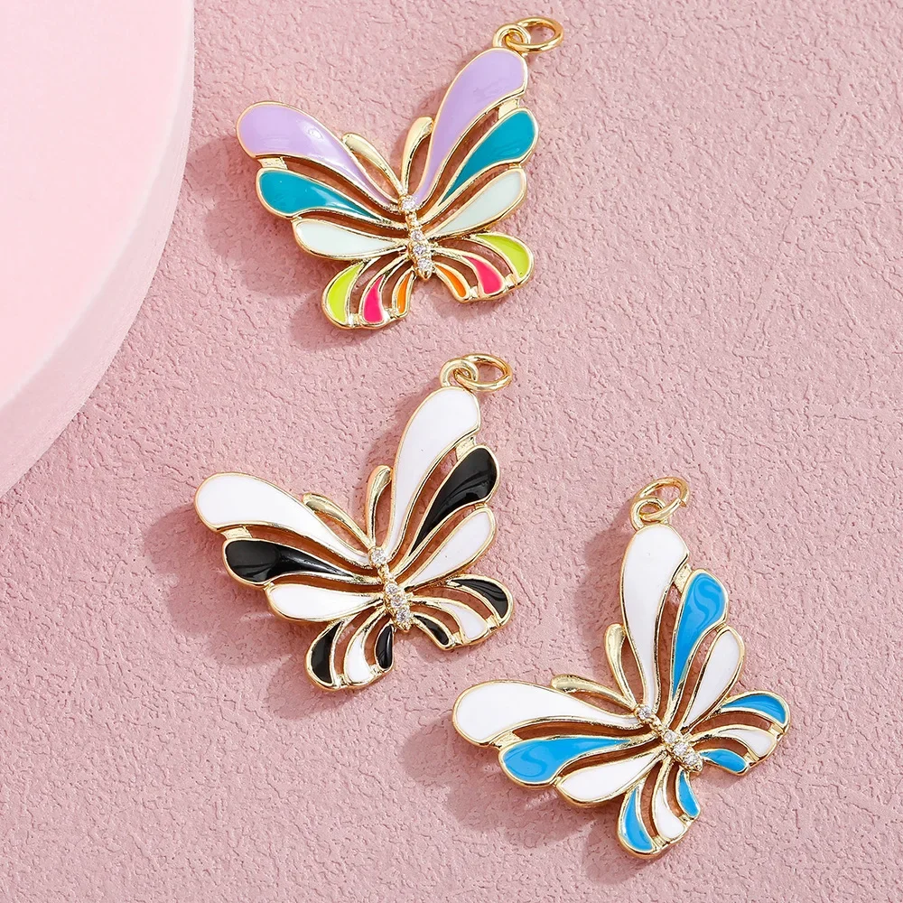 Colgante de mariposa de aleación que gotea aceite, diseño único y de nicho, accesorio de ropa de moda, bricolaje