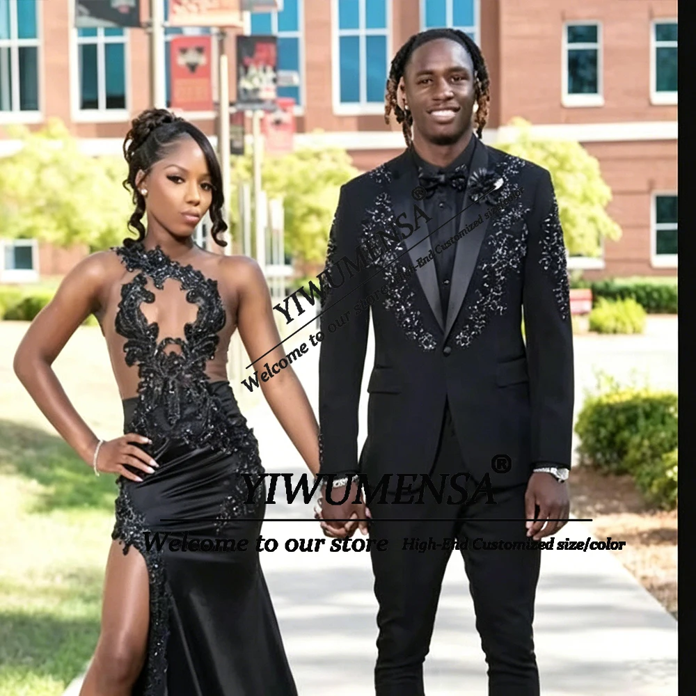 

Sparkly Crystals Diamond Tuxedos Men Suits Customized Slim Fit Wedding Groom Prom Blazers 3 Pieces Sets Party Trajes Para Hombre
