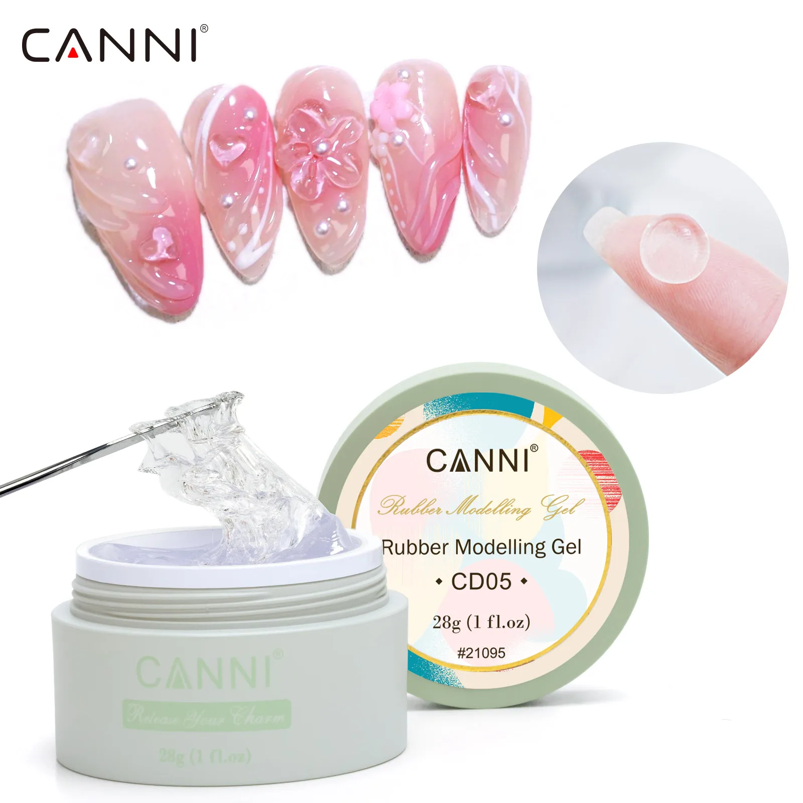 

CANNI 3D Rubber Gel PVC Modelling Clear Non-Stick Hand Shaped Gel Easy Shaping Sculpting Carving Soak Off UVLED Nail Manicure