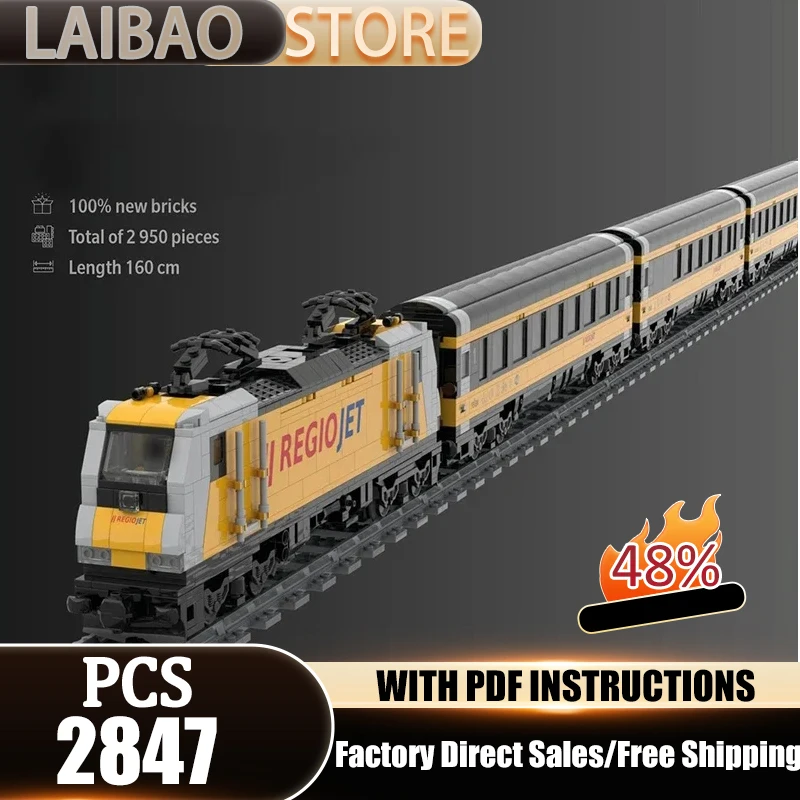 

Railway Train Model Moc Building Blocks Unique RegioJet Train Model Technology Bricks DIY Assembly City Car Construstion ToyGift