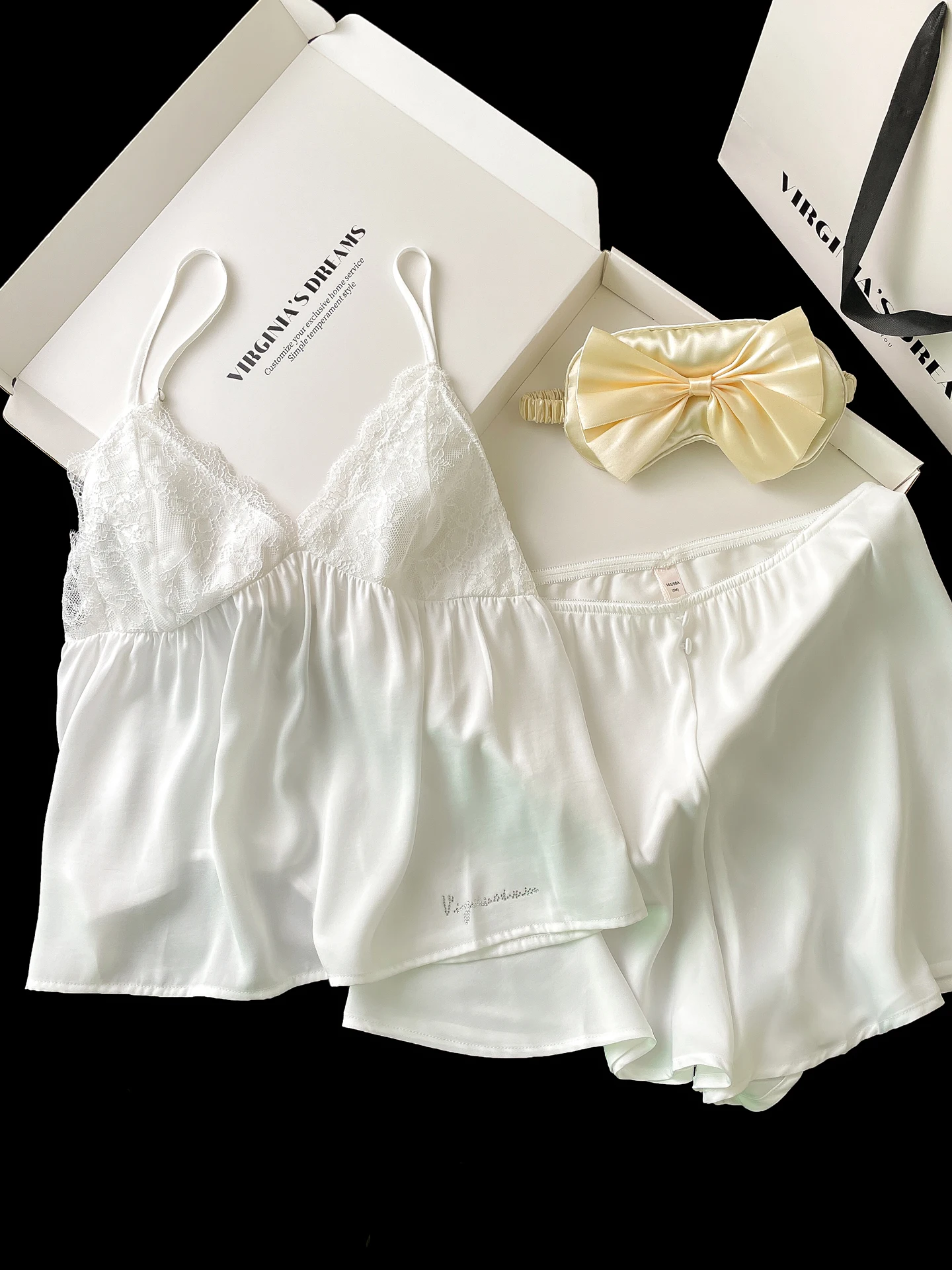 2026-summer-new-pure-desire-sexy-lace-strap-shorts-nightgown-women's-milk-silk-ice-silk-home-clothes-gift-box-set-v-neck-slee