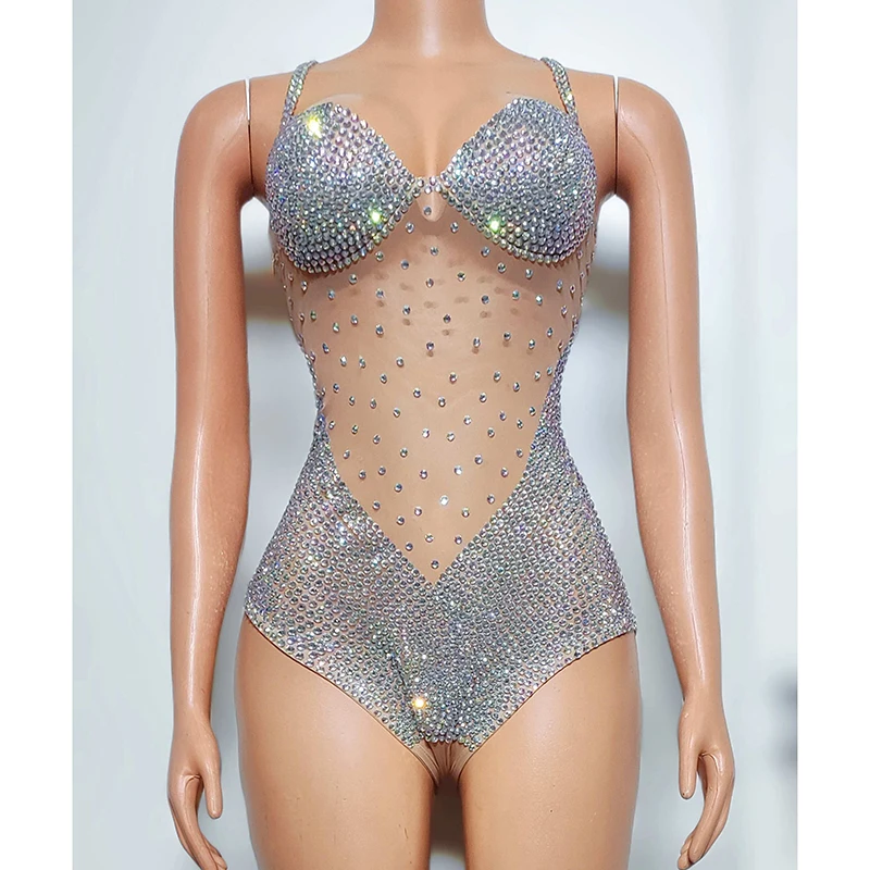 

Full Diamond Sexy Bodysuit Female Singer Gogo Dancers Outfits Nightclub Bar Performance Jumpsuit Party Show Stage Wear DN17350