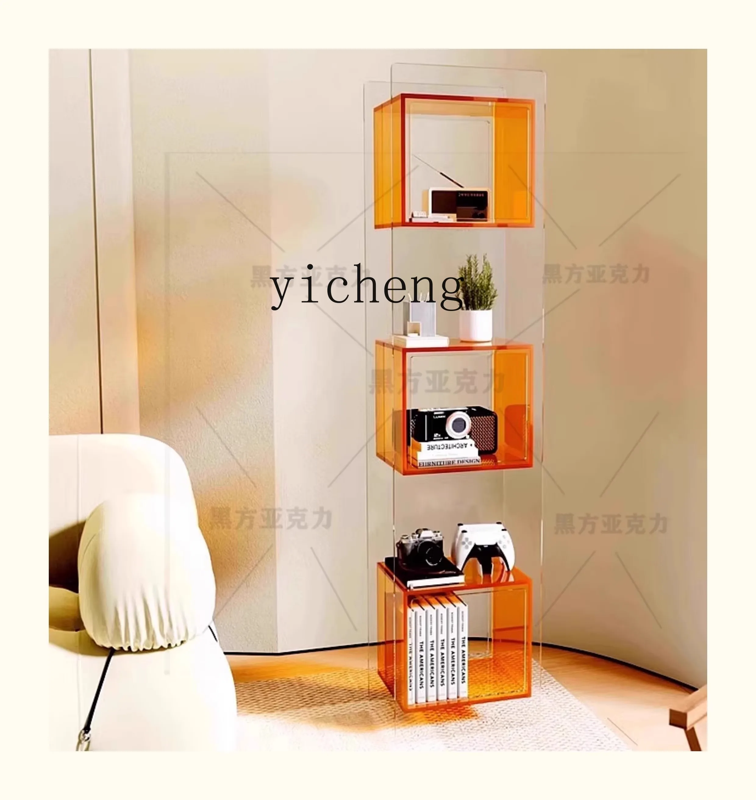 XL minimalist acrylic storage bookshelf small apartment living room storage display shelf multi-layer floor