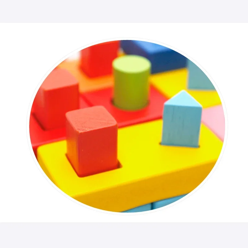 Babyspeelgoed Geometrische houten blokken Vorm geassembleerd bord Montessori Onderwijs Leunend onderwijs Bouwen Hakblok Wedstrijdspeelgoed