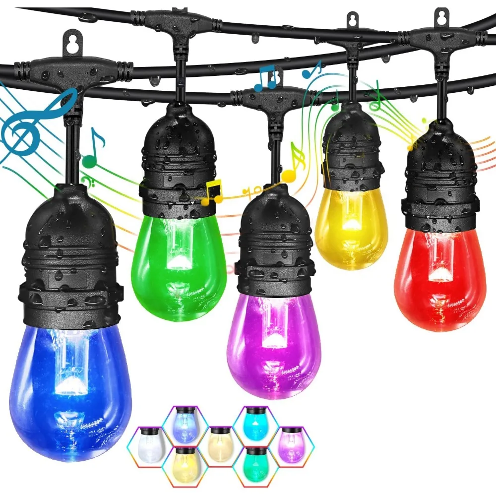 مصابيح GANA الخارجية: مصابيح فناء LED لمزامنة الموسيقى بطول 48 قدمًا RGBW مع جهد منخفض آمن 12 فولت ومصابيح مقاومة للكسر #2