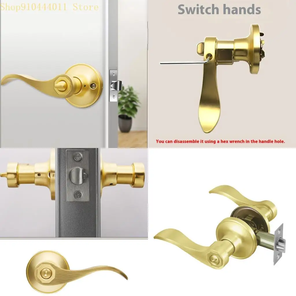 

28GF Zincs Alloys Passage Door Levers Gold Rusts Resistant Adjustable Backsets