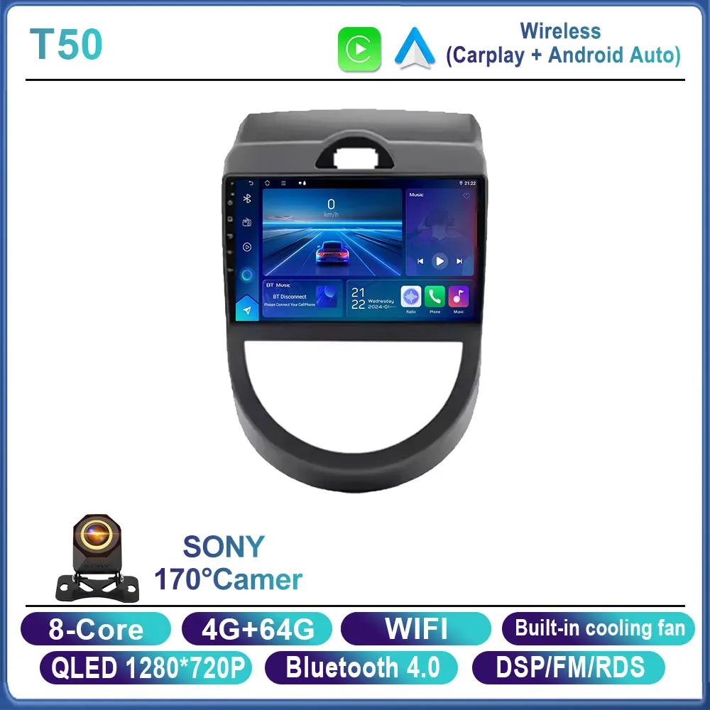 Android 16 voor Kia Soul 1 AM 2008 2009 2010 2011 Carplay Auto autoradio multimediaspeler autoradio GPS navigatie BT head unit
