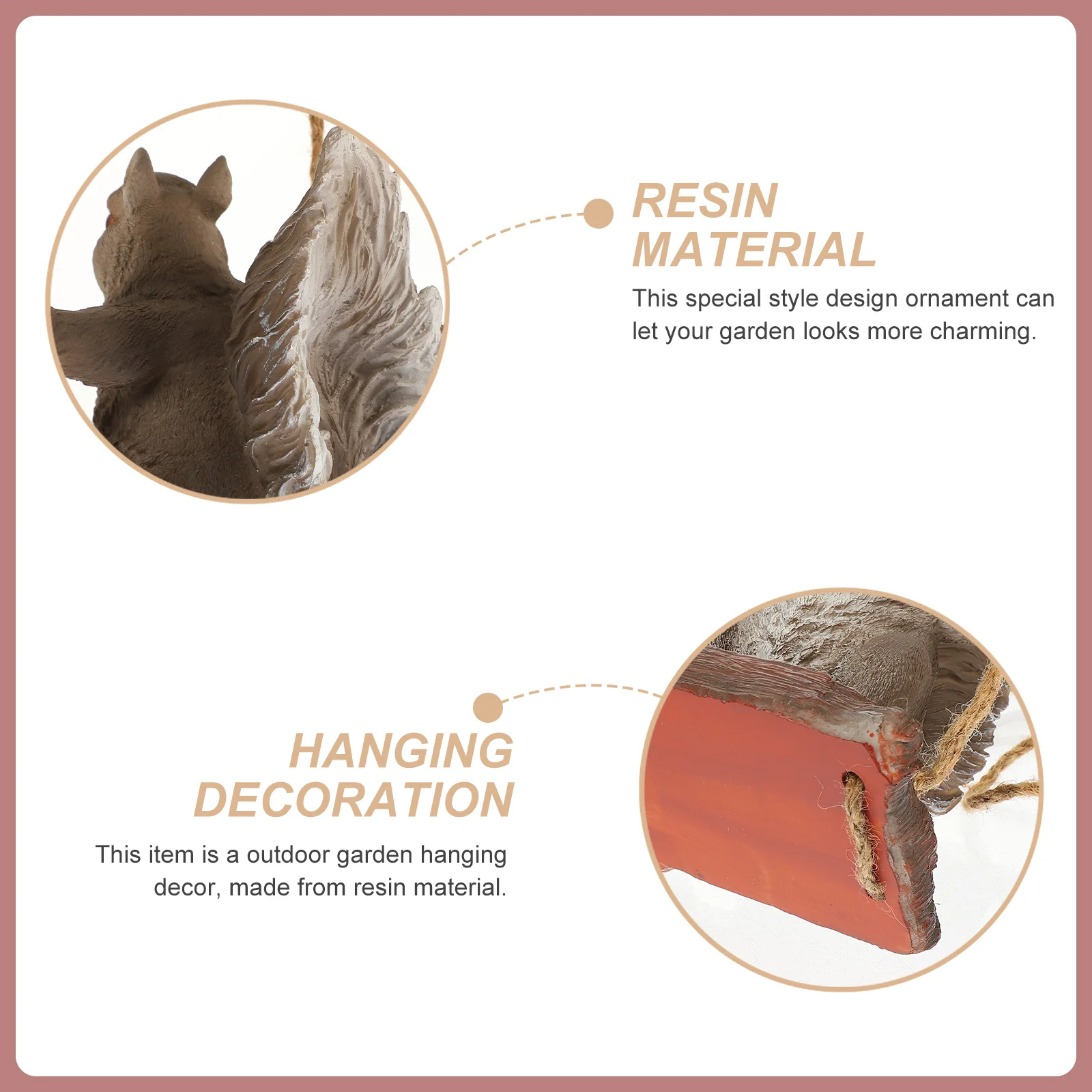 

Resin Squirrel Statue Hanging Garden Decor Realistic Eye-Catching Lightweight Portable Resin Swing Squirrel Statue