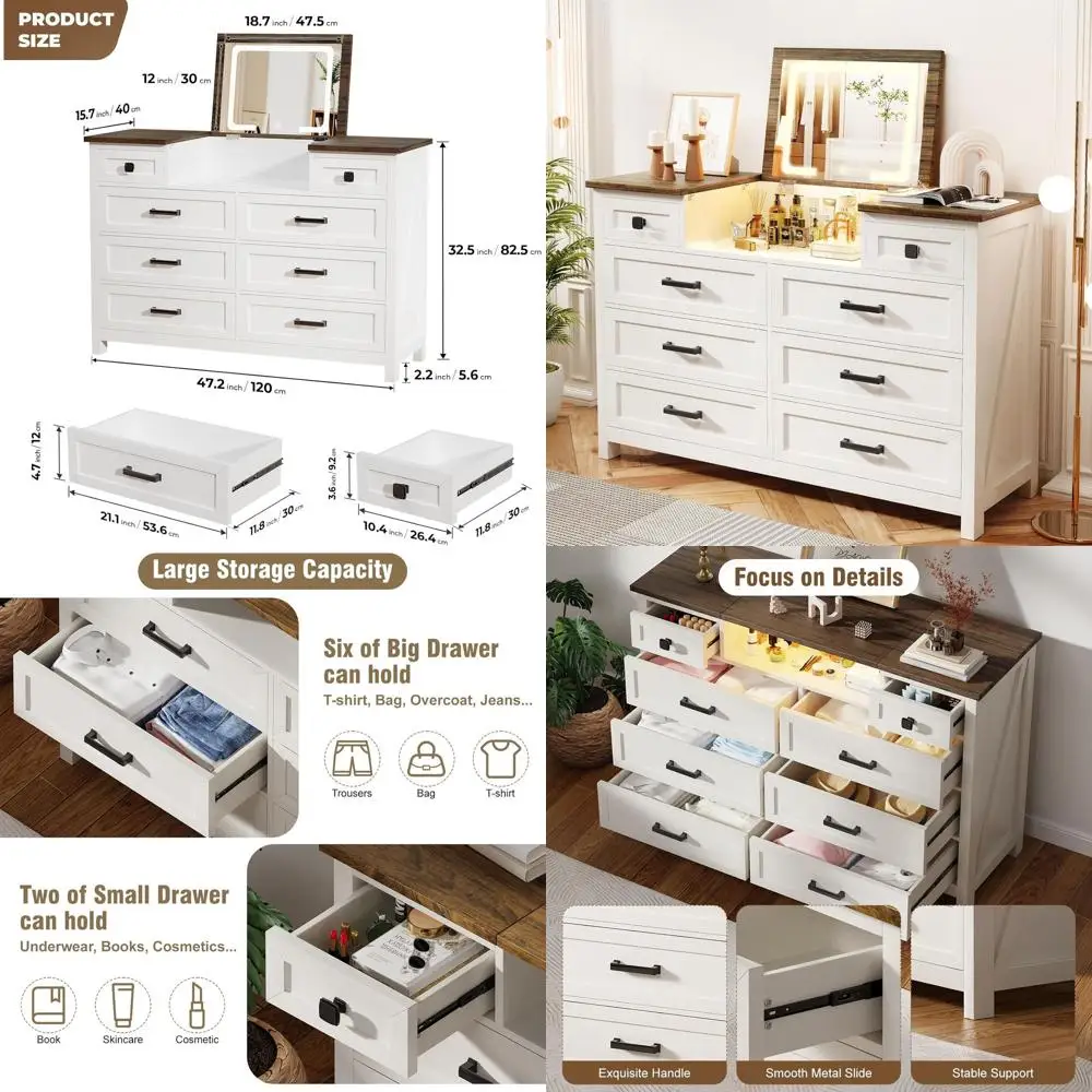 

Тумбы с LED-подсветкой и зеркалом, комоды с 8 ящиками, белая детская мебель, деревянные тумбы, туалетные столики для спальни