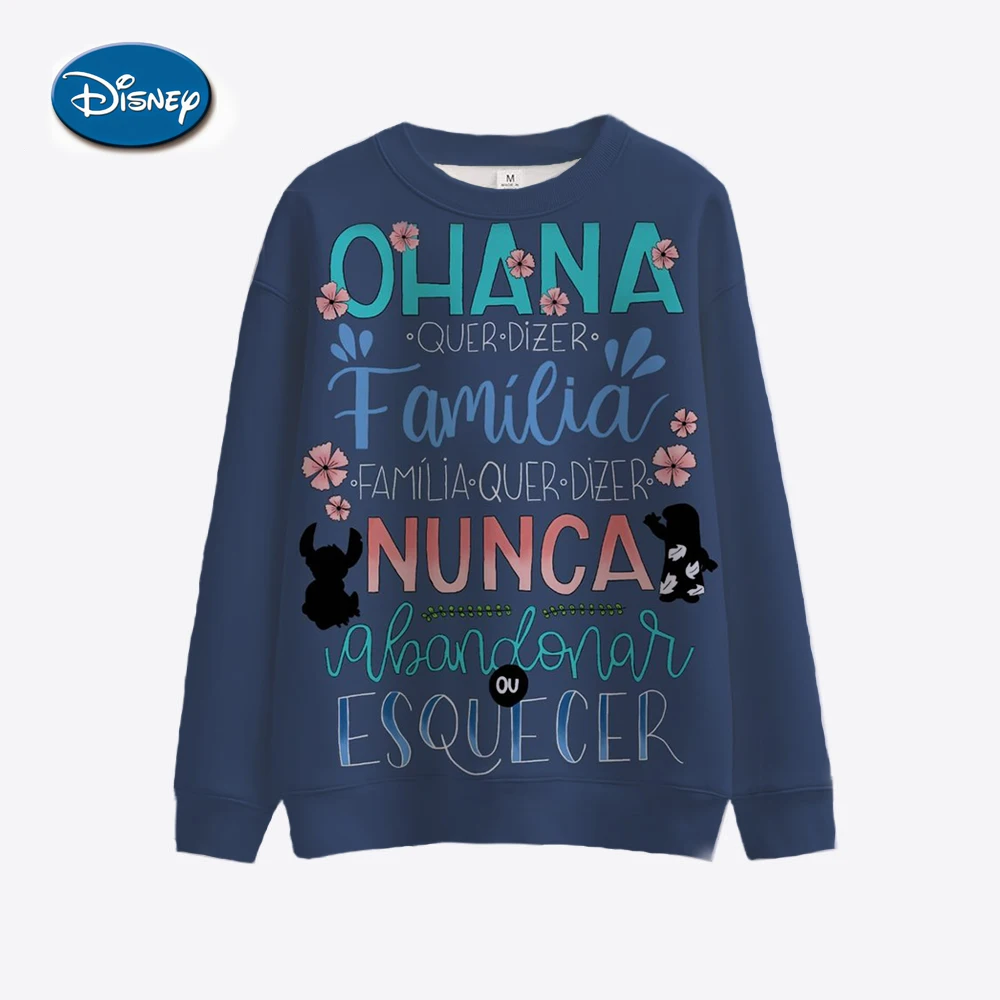 Ladies\' Disney Stitch printed sweatshirt, spring and autumn round neck pullover, Korean loose fitting clothing, retro Harajuku K