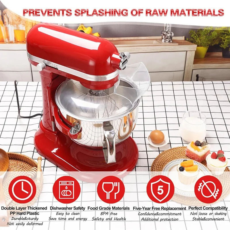 خلاط بوعاء من الفولاذ المقاوم للصدأ ، درع صب ، ملحقات المطبخ ، واقي رش ، كوارت ، 6 قيراط ، 7 قيراط ، 8 قيراط