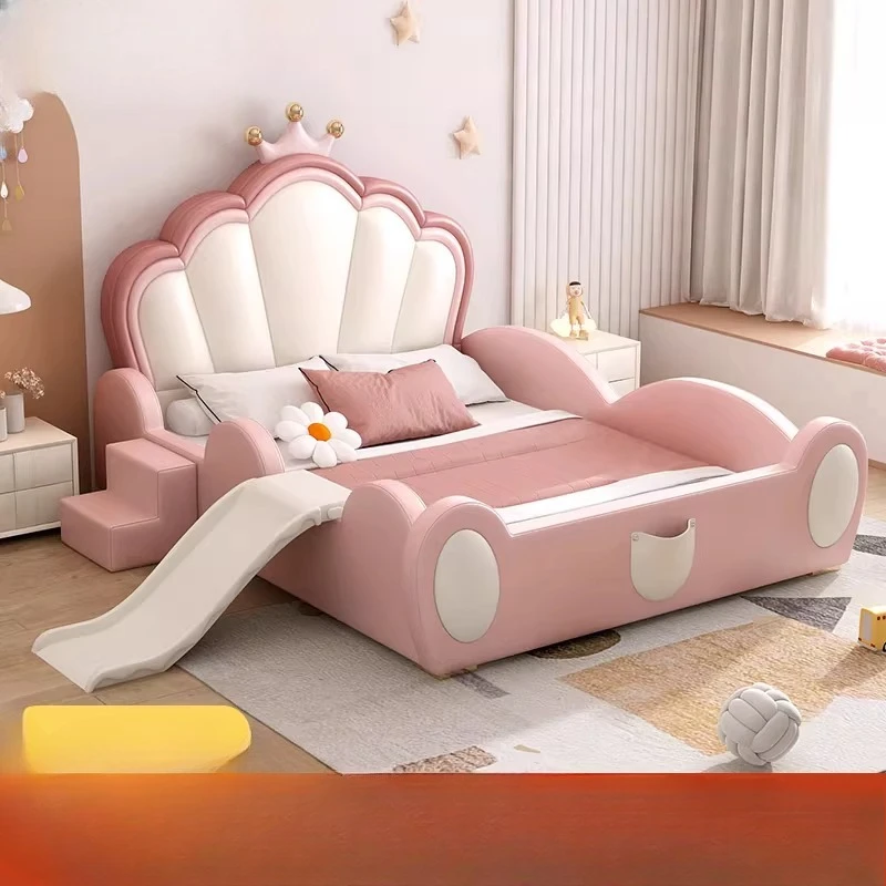 

Crown pink children's bed, girl princess bed