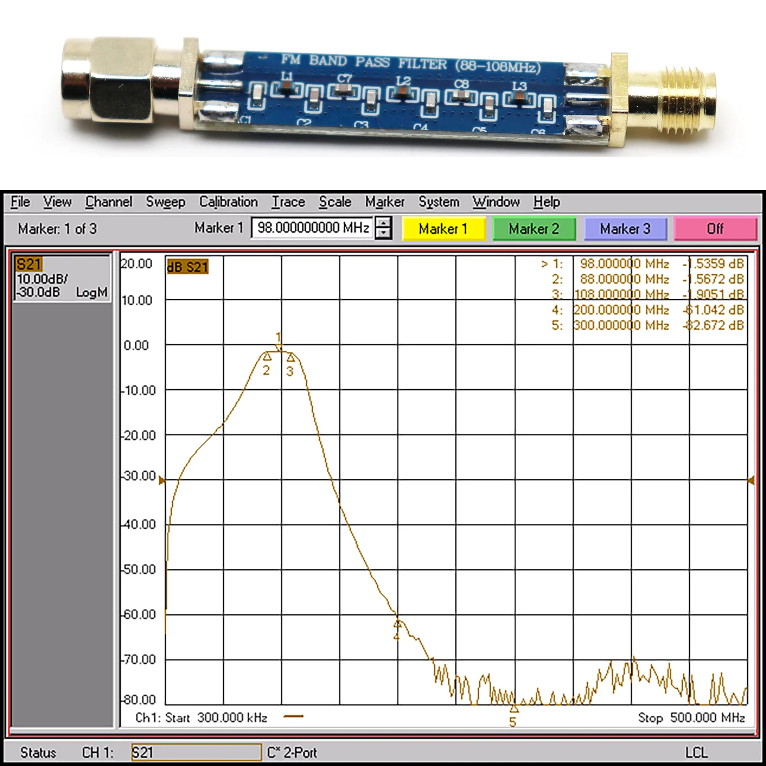88MHz-108MHz FM-Bandpassfilter SMA BPF LC-Filter für FM-Sender, Empfänger, HF-Frontend-Filterung, HAM-Radioverstärker – Detail 2