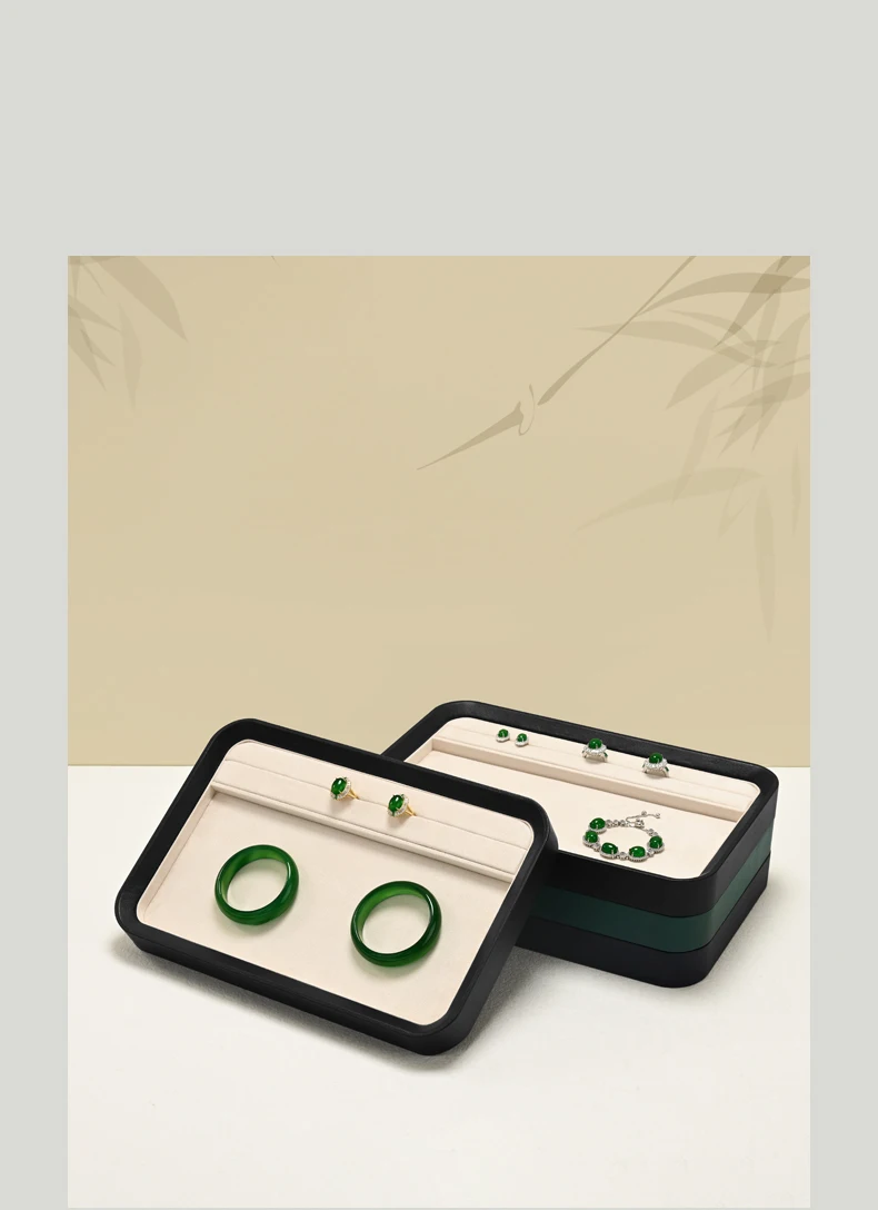 Oirlv PU-Leder Schmuck-Organizer-Tablett Schmuck-Präsentationsständer für Ringe, Halsketten, Anhänger Samt-Aufbewahrungs- und Präsentationstablett für Juweliergeschäfte – Detail 1