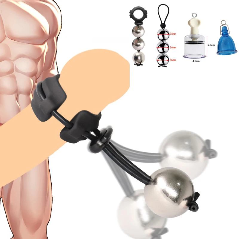 Penis Ring Metal Ball Heavy Weight Hanger Enlargement Adult Sex Toys for Men Dick Extender Enhancer Stretcher Physical Exerciser