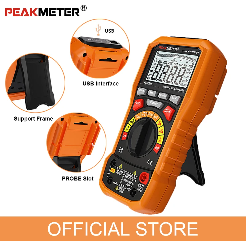 PEAKMETER PM8236 Digital Multimeter Auto Range True RMS Multimetro With TRMS Temperature capacitance frequency NCV Test