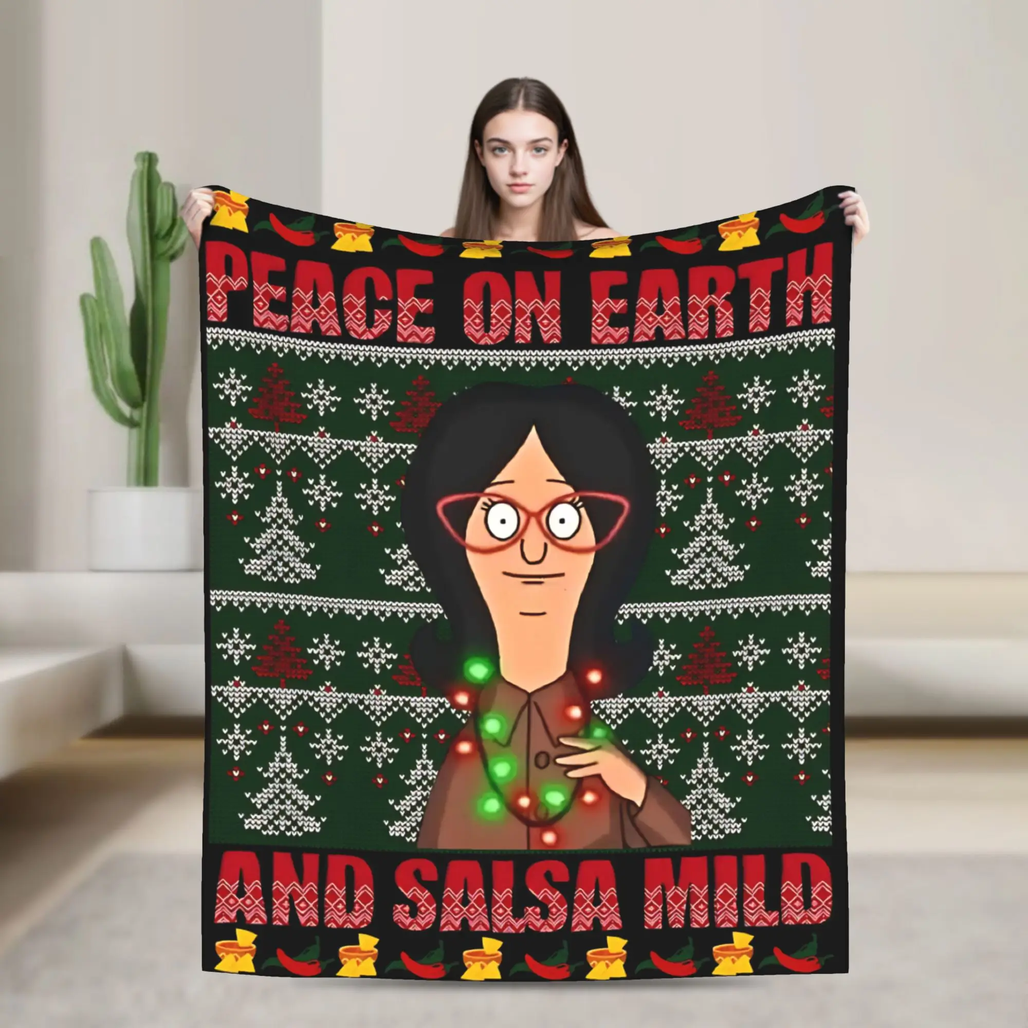 Linda Belcher paz en la tierra y la Salsa suave Bobs hamburguesas manta para sofá manta de felpa peluda colchas para todas las estaciones