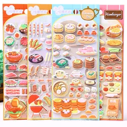 4 pcs/lot Kawaii Delicious Barbecue Hamburg Food 3D Puffy Stickers Scrapbooking Diy Journal Stationery Sticker