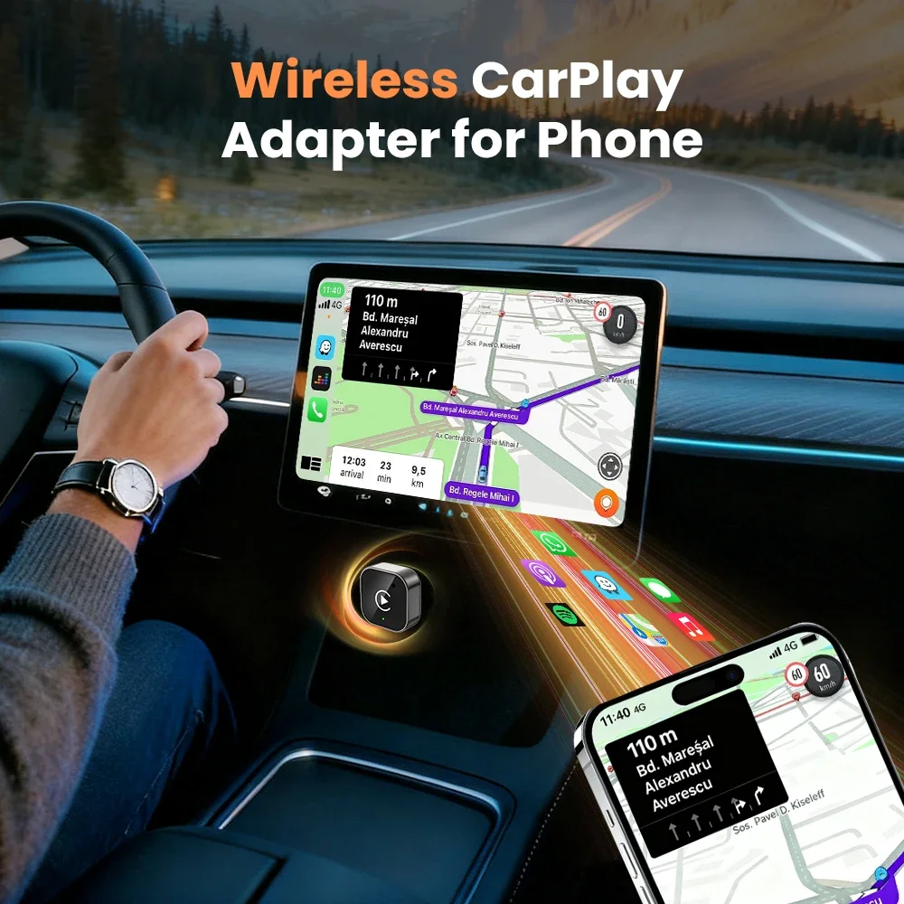 ﻿   2in1 محول السيارات اللاسلكي أندرويد اللاسلكي CarPlay دونغل أنظمة السيارة الذكية AI صندوق ذكي لشركة فولكس فاجن تويوتا نيسان هوندا MG