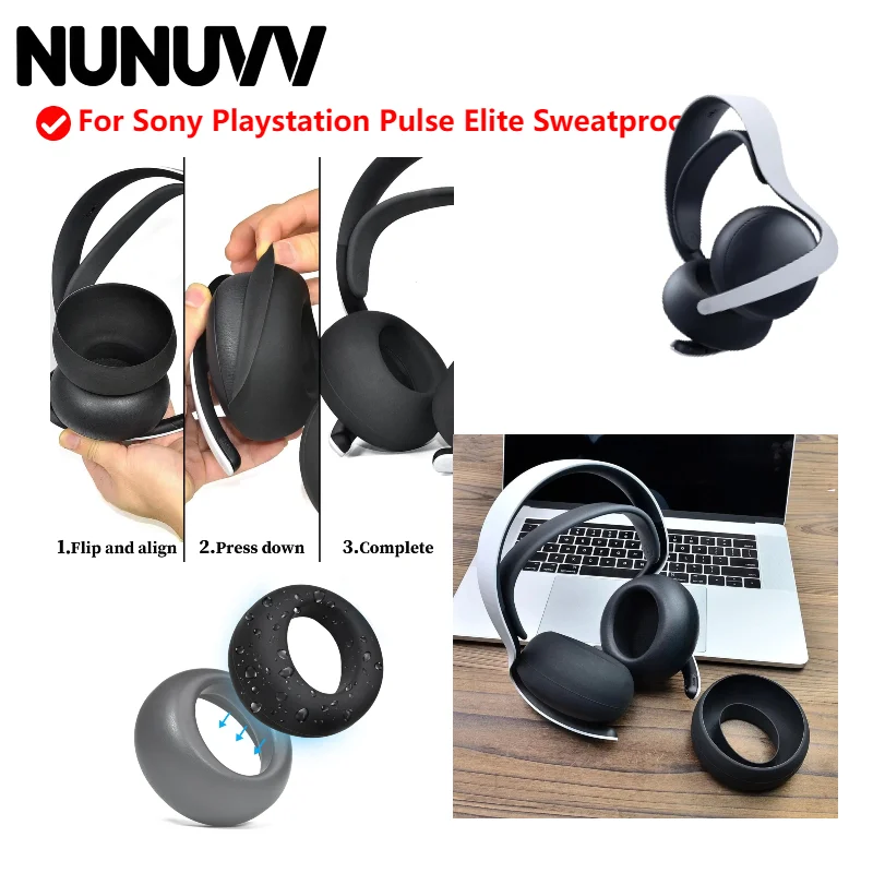 

Replacement Cooling Gel Football mesh memory sponge Ear Pads For Sony Playstation Pulse Elite Sweatproof Headphones