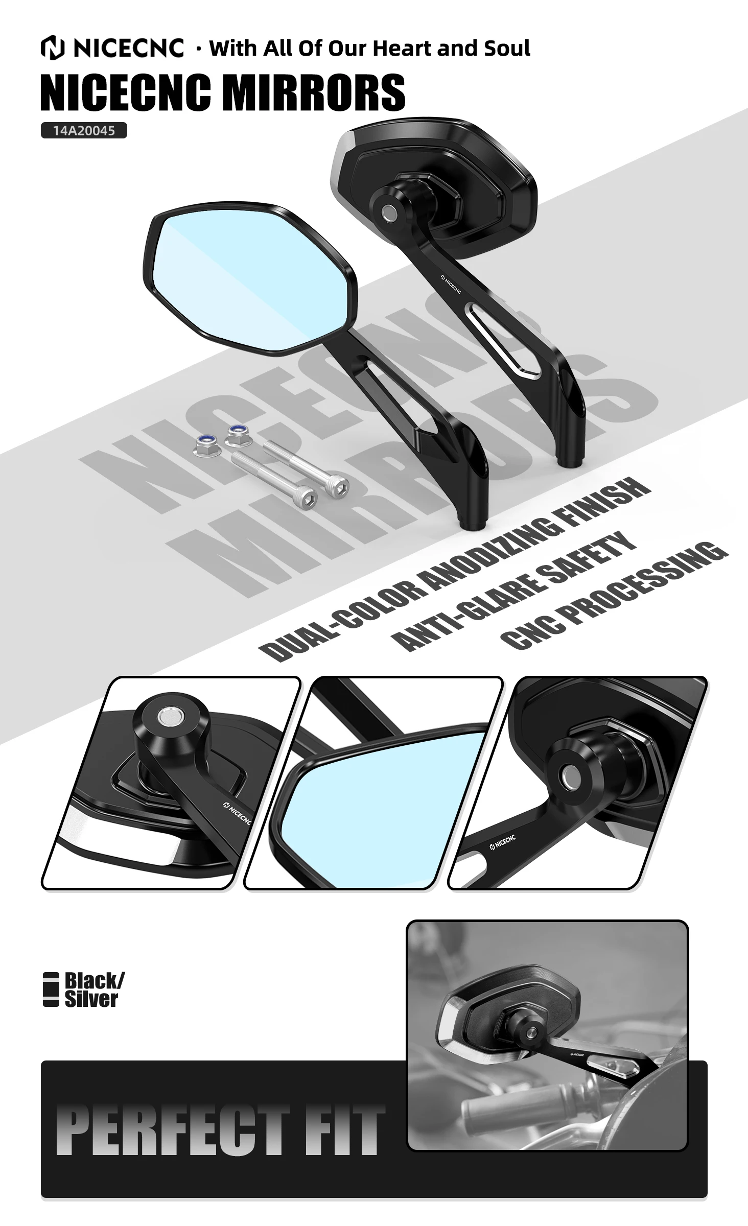 Rückspiegel für Harley Sportster Iron 883 2009–2022, Iron 1200 2018–2021, Sportster 1200 Custom 1996–2018 XL883 Seventy-Two – Detail 1