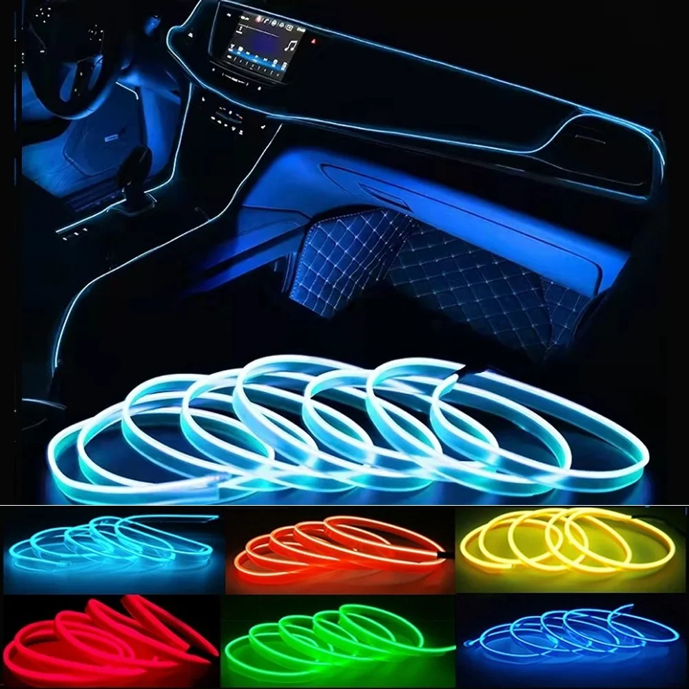 

1M/3M Car Interior Decorative Lamps Strips Neon Atmosphere Lamp Cold Light Decorative Dashboard Console Auto LED Ambient Lights