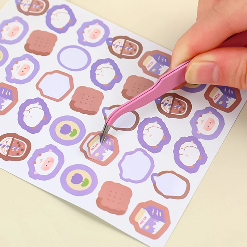 Macaron Color Tweezers Stainless Steel DIY Handbook Tape Sticker Tool Journal Scrapbook Gadgets Practical Portable Tweezers