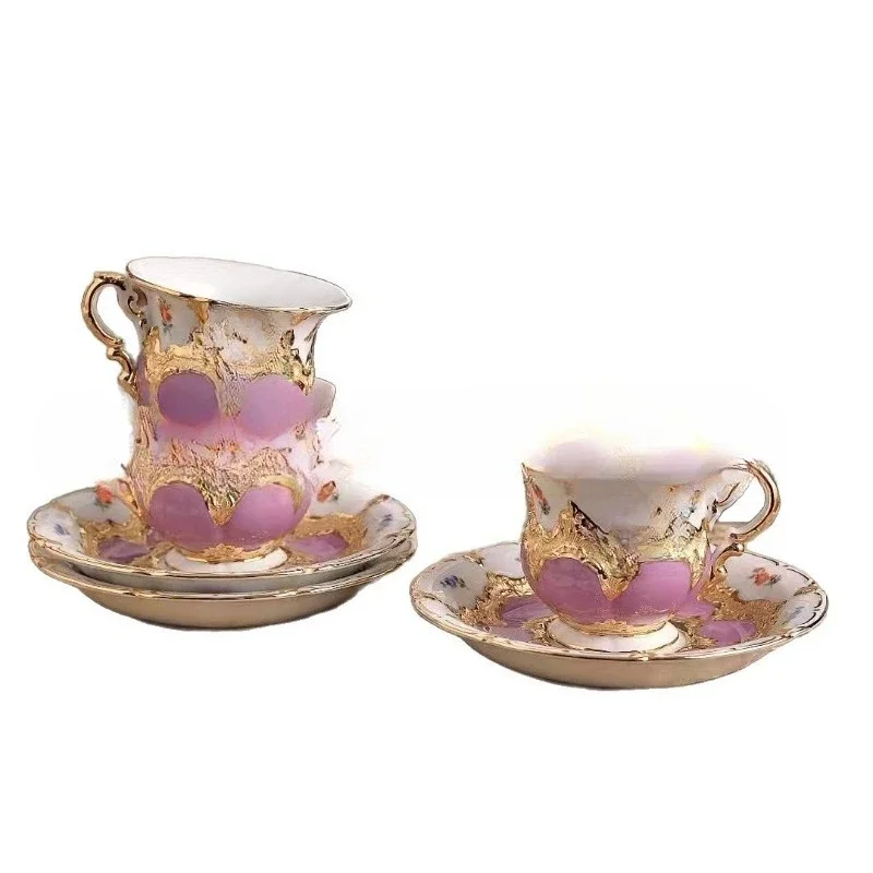 

Court style afternoon tea ceramic coffee cup saucer pot sugar milk pot dinner plate 22 pieces tableware