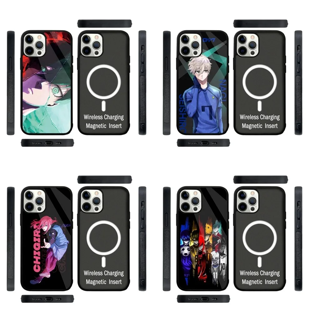 BLUE L-LOCK Anime Phone Case Strong Magnetic For IPhone 15,14,13,Pro,Max,Plus,11,12,Mini For Magsafe Wireless Charging