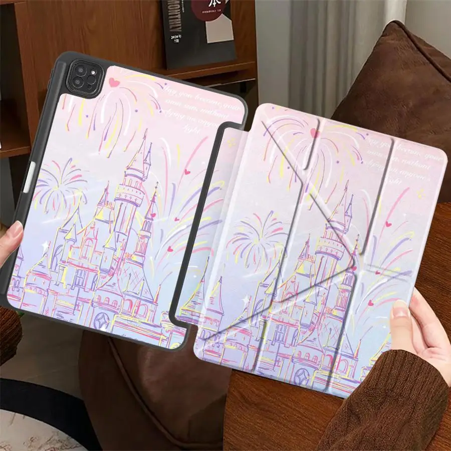 

Tablet Case For iPad Pro 2025 Pro 11th 10th 9th 8th 7th 12.9inch Mini 6 7 Air 4 5 M3 M2 1 2 M4 11inch Holder Cover Pink Castle