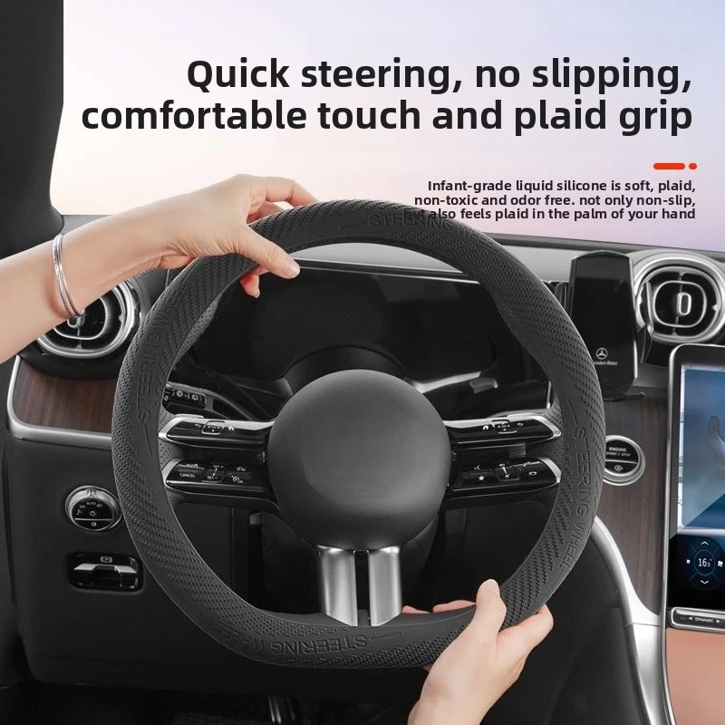 

Liquid Silicone Steering Wheel Cover Non Slip Sweat Absorbent Durable All Season Universal Fit