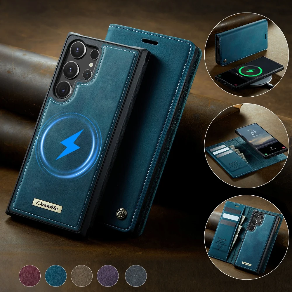 Flip Phone Cover For Samsung Galaxy A13 A04s A14 A15 A16 A17 A52 A53 A54 A55 A56 A35 A36 With Case Supports Wireless Charging