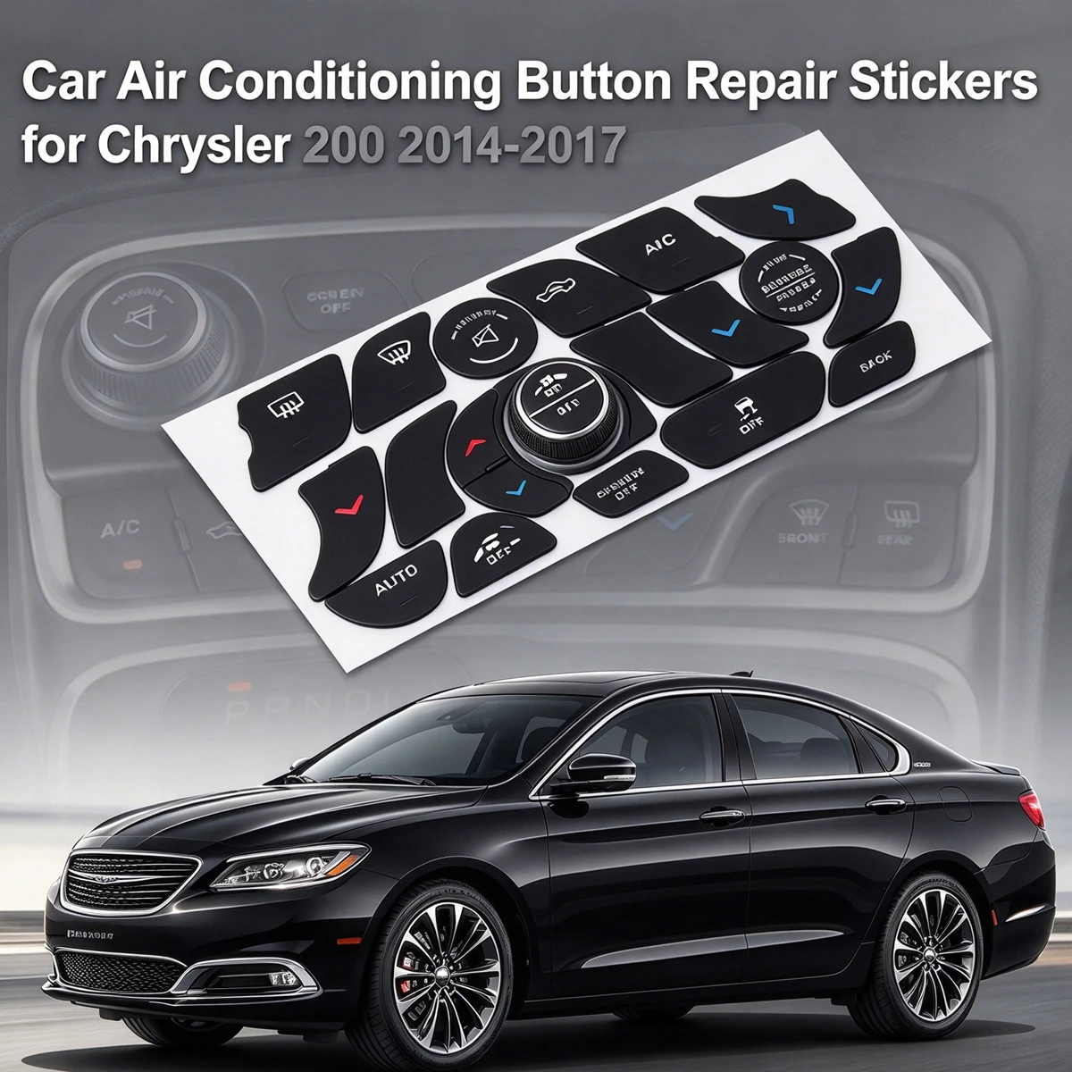 AC Button Repair Decal for Chrysler 200 2014-2017 Car Air Conditioning Dashboard Switch Sticker