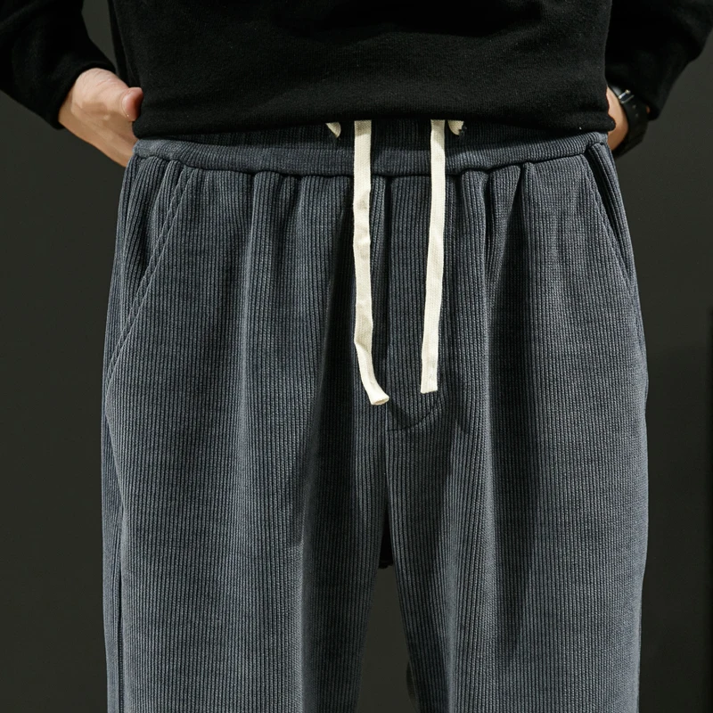 CAAYU 2022 Men Autumn Winter Corduroy Sweatpants Men Baggy Joggers Harajuku Fashion Japanese Streetwear Loose Casual Pants Mens