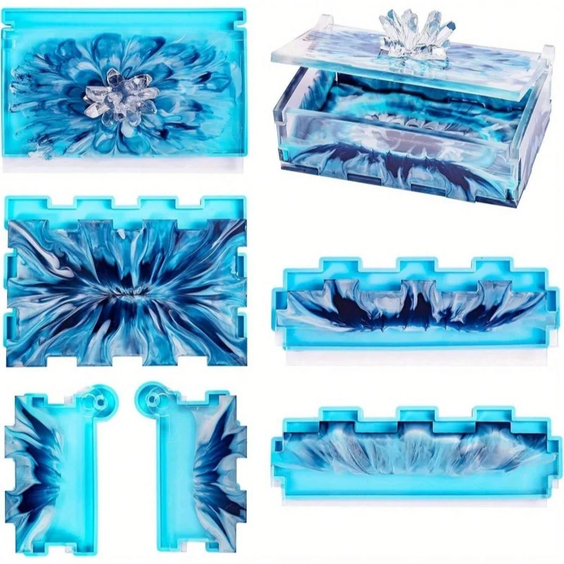 

Resin Rectangle Box Mold Epoxy Silicone Large Storage Container with Lid Casting DIY Dominoes Jewelry Napkin Candy
