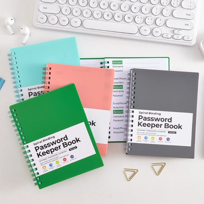 Passwort Keeper Book Portable Spirals Notebook Passwort Buch Office Supplies .H05A