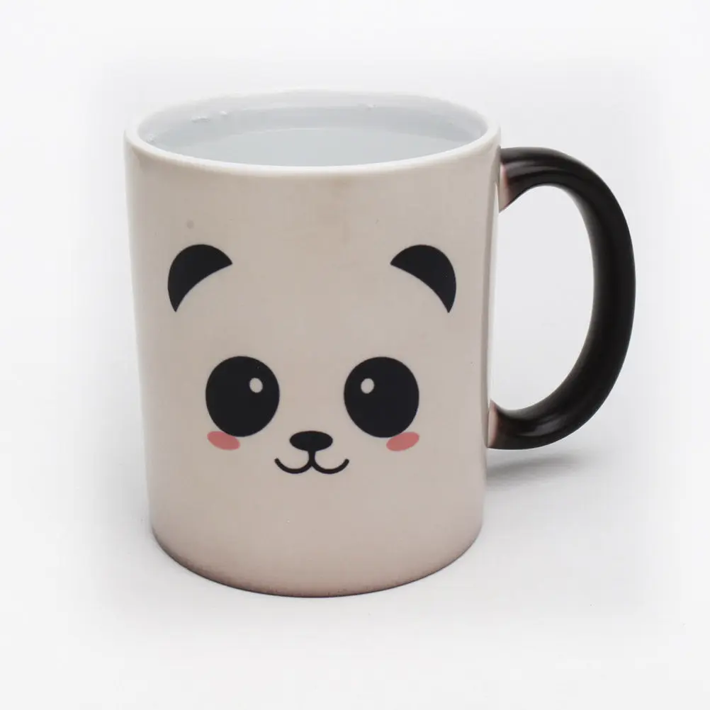 1Pcs Creative Panda Design Color Changing Mug Ceramic Heat Reactive Coffee Tea Cup Smooth Edges Office Home Use 350Ml