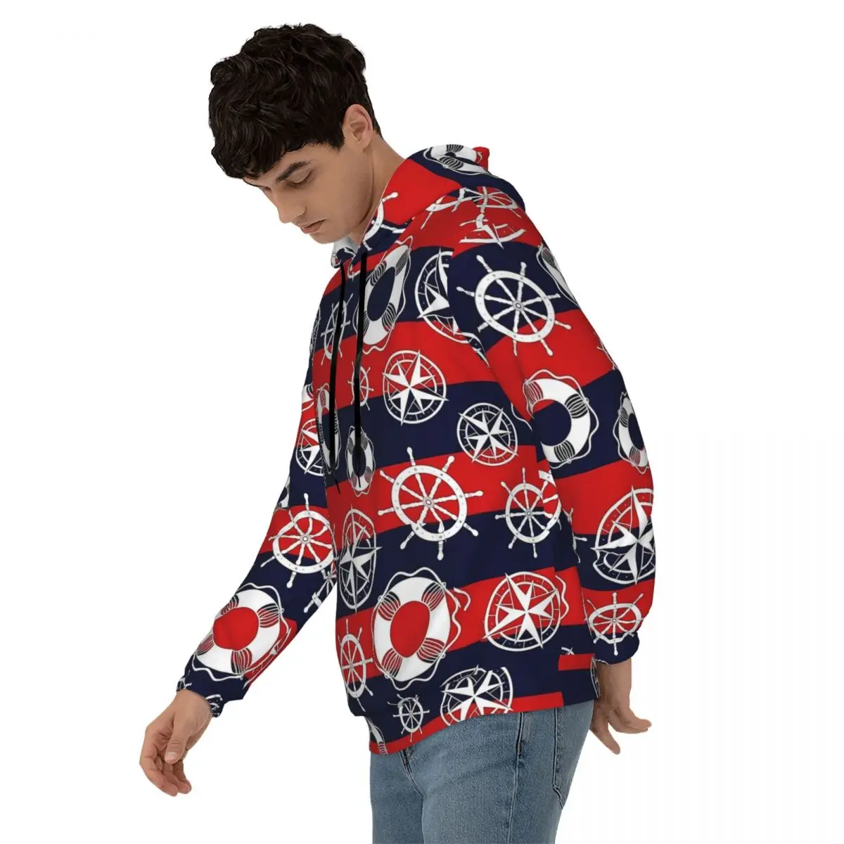 Anchor Loose Hoodies Man Nautical Marine Casual Hoodie Autumn Vintage Graphic Hooded Shirt Plus Size