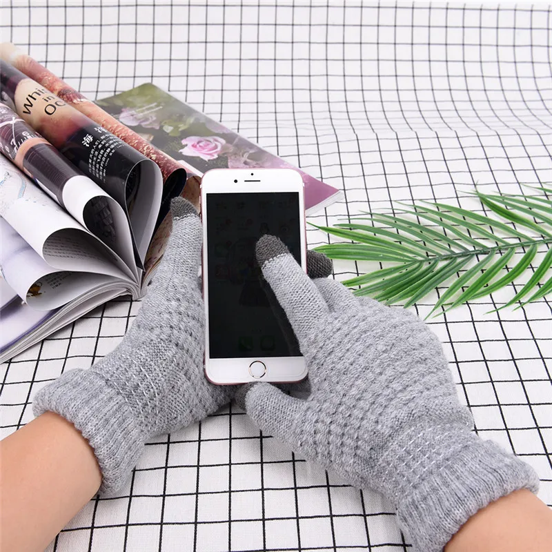 1Pair Knitted Winter  Warm Wool Gloves Touch Screen Gloves Man Women Winter Gloves.