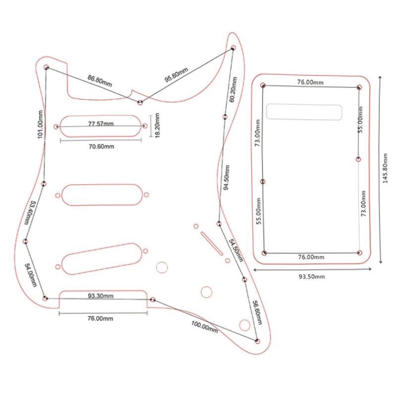 Pleroo Parts - For US Anti-Pickup Scratch Plate Strat With 11 Srew Hole For SSS  Pickguard & Back Plate Guitar Pickguard