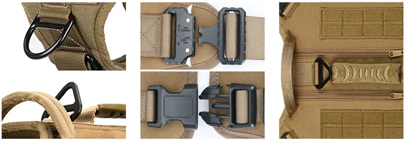 Tactical Dog Harness, Adjustable No-Pull Handle Service Vest Heavy Duty Pet Large Breed, Dog Vest for Training Hunting Walking