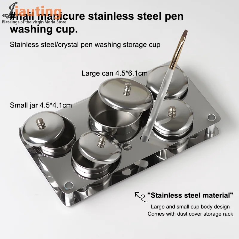 3/5pcs Stainless Dappen Dish Cups Set Salon Manicure Acrylic Powder Liquid Container Organizer Tray Dappen Dish Nail Art Tools
